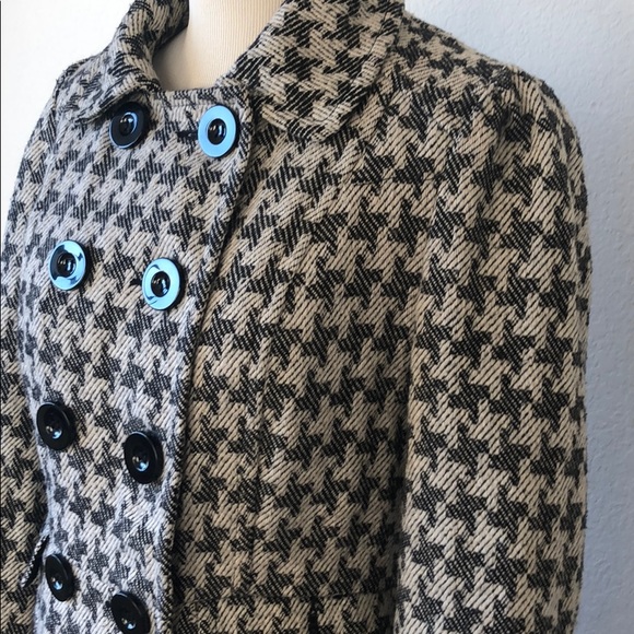 Sashimi Pea Coat Small Black and White Houndstooth - Picture 3 of 6